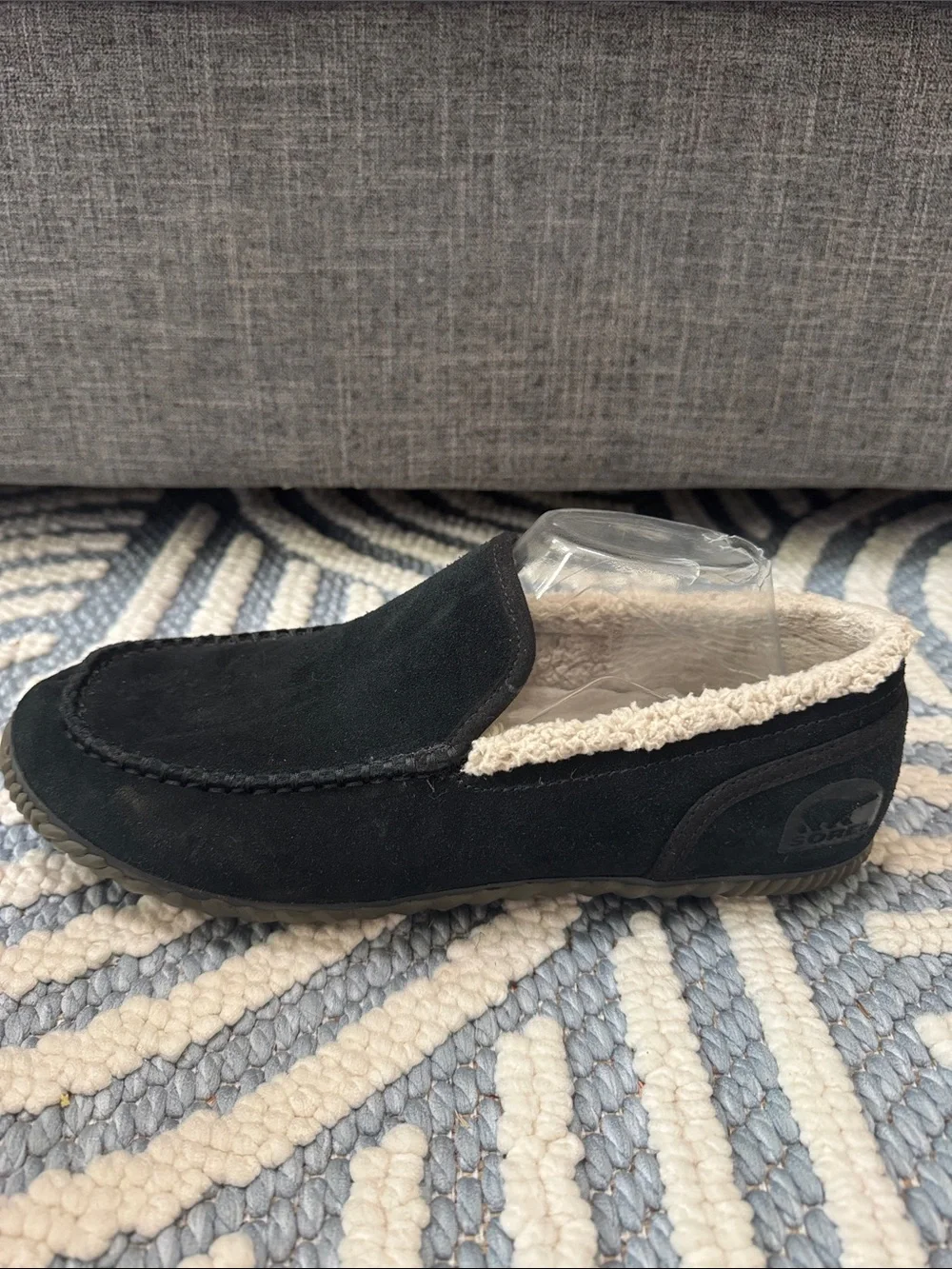 Sorel Falcon Ridge Black Suede Slippers Men's Size 10 Sherpa Lined House Shoes